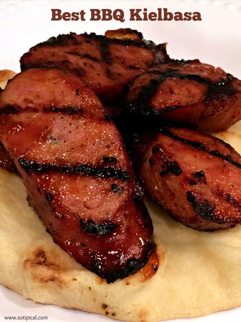 This is the best bbq kielbasa recipe! My whole family loves it! February Dinners, Recipes Kielbasa, Bbq Kielbasa, Slovak Christmas, Turkey Kielbasa Recipes, Kilbasa Sausage Recipes, Grilled Kielbasa, Kabasa Recipes, Kielbasa Recipe