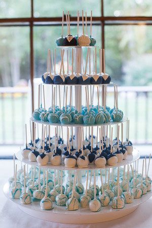 The #1 Wedding Cake Bakery in Cape Cod - The Casual Gourmet Fun Cake Pops, Baby Blue Weddings, Wedding Cake Pops, Idee Babyshower, Cheese Roll, 귀여운 음식 그림, Cape Cod Wedding, Blue Cakes, Blue Themed Wedding