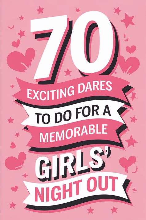 Looking for fun and exciting ideas for your next girls' night out? Check out these 70 thrilling dares to add some spice to your evening! Whether you're exploring the city, hitting up a karaoke bar, or staying in for a cozy night, these dares will create unforgettable memories with your besties. From silly challenges to spontaneous adventures, this list has something for everyone. Girls Day Out Ideas, Girls Night In Party Ideas, Spontaneous Adventures, Girls Night Games, Night Birthday Party, Karaoke Bar, Lip Sync Battle, Challenges To Do, Get A Girlfriend