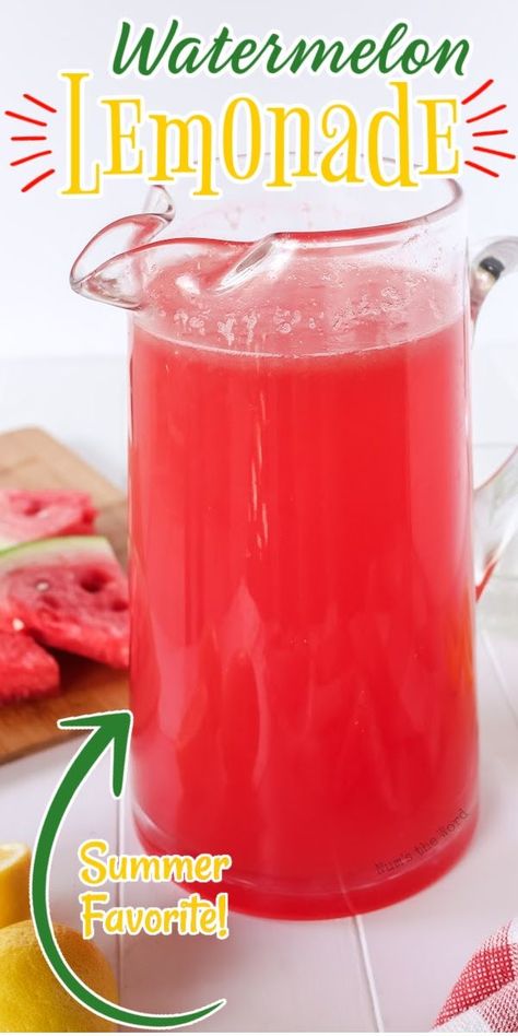 This Watermelon Lemonade is the PERFECT summer drink! Whether you’re front porch sipping on a hot afternoon or hosting a crowd for a party or BBQ, this watermelon lemonade recipe is the best! #watermelon #summer #lemonade #drinks #refreshing #numstheword #sweettooth #fruity Watermelon Lemonade Recipe, Drinks Refreshing, Best Watermelon, Drinks Nonalcoholic, Raspberry Drink, Watermelon Punch, Virgin Cocktails, Lemonade Punch, Fun Summer Drinks