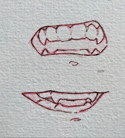 How To Draw Mouth With Fangs, Cat Fangs Tattoo, Mad Mouth Drawing, Fangs Drawing References, How To Draw Fangs, Mouth With Fangs Drawing, Fangs Sketch, Mouth Line Art, How To Draw Sharp Teeth