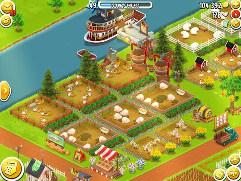 HayDay Layout Inspiration Simple Hayday Layout, Best Hay Day Farm Layout, Hayday Inspo Simple, Hayday Driveway, Hayday Farm Design Cute Simple, Hay Day Farm Design Beginner, Hay Day Crop Layout, Hayday Cute Farm, Hayday Production Buildings