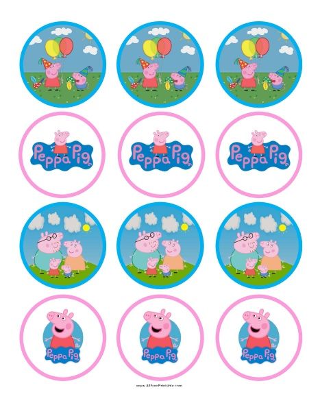 Peppa Pig Cupcake Toppers Printable Free, Cupcake Toppers Free Printable, Peppa Pig Themed Birthday Party, Pig Themed Birthday Party, Peppa Pig Cupcake, Peppa Pig Cupcake Topper, Star Wars Cupcake Toppers, Peppa Pig Cupcakes, Barbie Cupcakes