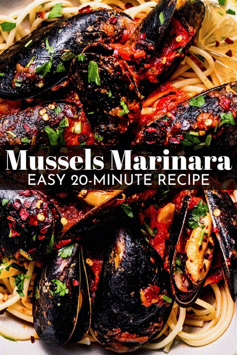 Mussels Marinara Mussels Fra Diavolo Recipe, Pasta Mussels, Mussels Recipe Pasta, Mussels Marinara, Red Sauce Recipe, Fra Diavolo, Marinara Recipe, Red Sauce Pasta, Mussels Recipe