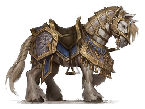 Anduin's Horse Art from World of Warcraft: Battle for Azeroth #art #artwork #videogames #gameart #conceptart #illustration #worldofwarcraft #battleforazeroth #wow World Of Warcraft Concept Art, Warcraft Art, Horse Armor, Fantasy Horses, Heroic Fantasy, Mythical Creatures Art, Fantasy Armor, Wow Art, Arte Fantasy