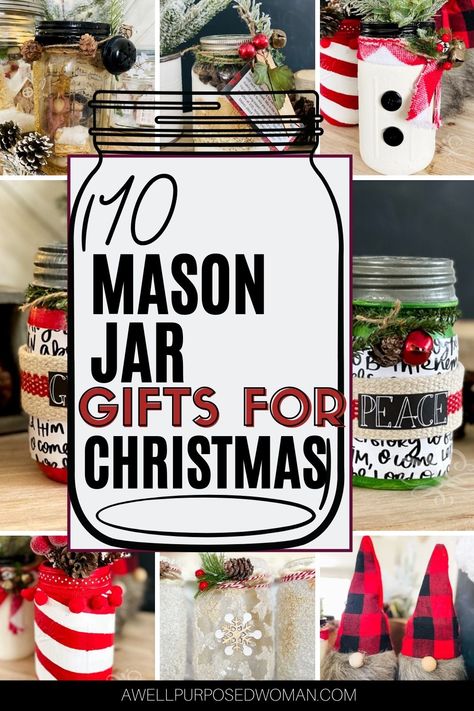 Mason Jar Decorations For Christmas, Christmas Ball Jar Ideas, Decorating Mason Jars For Christmas, 4 Oz Mason Jar Ideas, Santa Mason Jar Ideas, Small Mason Jar Ideas, Mason Jar Christmas Crafts Diy Projects, Christmas Gifts Mason Jars, Santa Jars Craft