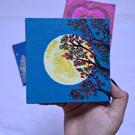 Simple Paintings For Small Canvas, Clay Glass Painting, Colorful Simple Painting, Small Square Canvas Painting Ideas Easy, Easy Painting Ideas On Mini Canvas, Easy Tiny Paintings, Easy Painting For Boyfriend, Art Inspo Simple, Acrylic Painting Easy Ideas Simple