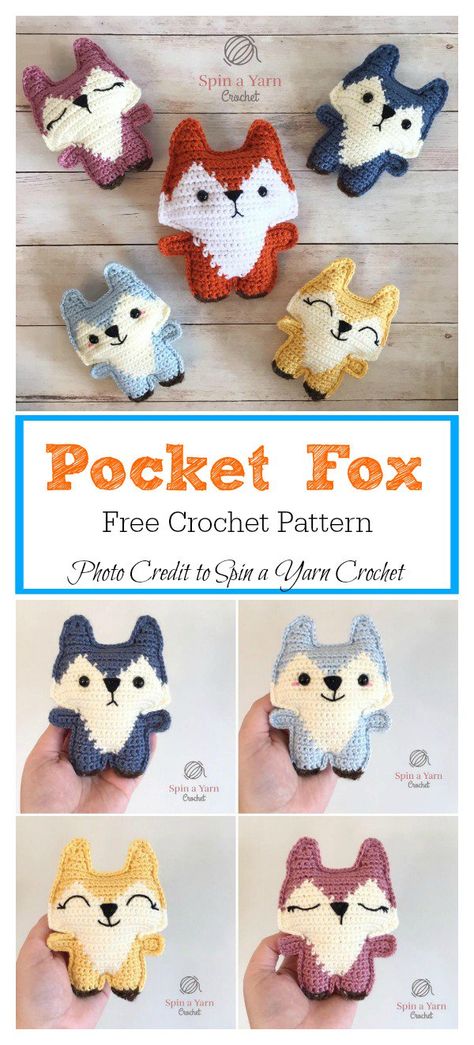 Easy Fox Crochet Pattern, Crochet Fox Keychain Pattern Free, Crochet Fox Keychain, Pocket Animal Crochet, Crochet Pocket Pets, Crochet Pocket Animals Free Pattern, Pocket Crochet Pattern Free, Free Fox Crochet Pattern, Pocket Amigurumi Free Patterns