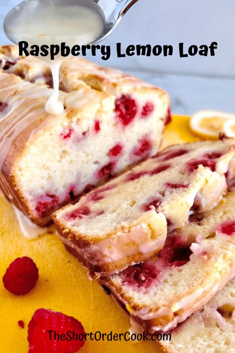 Raspberry Lemon Loaf - The Short Order Cook Raspberry Lemon Cake Recipe, Best Lemon Loaf Recipe, Recipes Using Raspberries, Raspberry Loaf Cake, Dessert Loaves, Raspberry Loaf, Raspberry Pound Cake, Raspberry Bread Recipes, Sweet Breads To Make