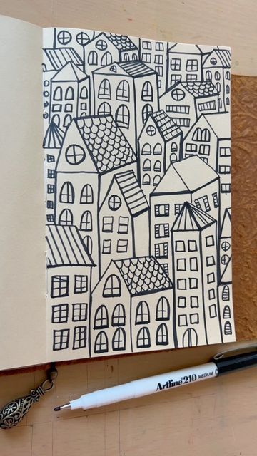 Tamara Michael | Author, Artist, Teacher on Instagram: "I tried to draw a memory… What does this remind you of? I’m using an artline 210 fineliner pen and the sketchbook is from eBay 😊" Tamara Michael, Building Doodles, Artline Drawing, K Art, The Sketchbook, Fineliner Pens, Font Ideas, Art To Try, Art Process