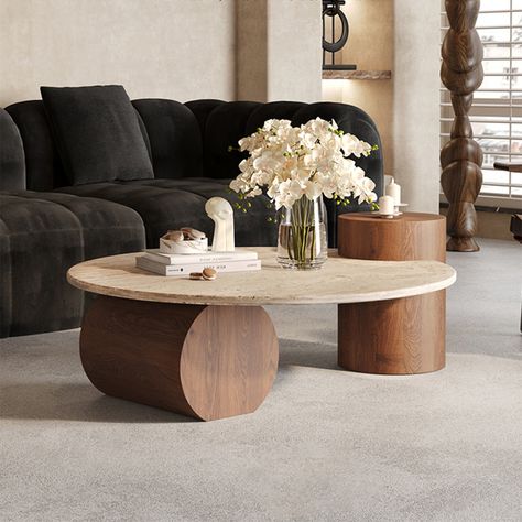 Aurora Craft Round Natural Cave Stone Tea Table Living Room Coffee Table | Wayfair Round Leather Coffee Table, Live Edge Coffee Table Living Room, 2 Coffee Tables In Living Room, Living Room Coffee Table Decor Ideas, Table Design For Living Room, L Shaped Coffee Table, Living Room Table Ideas, Coffee Table Stone, Modern Living Room Colors