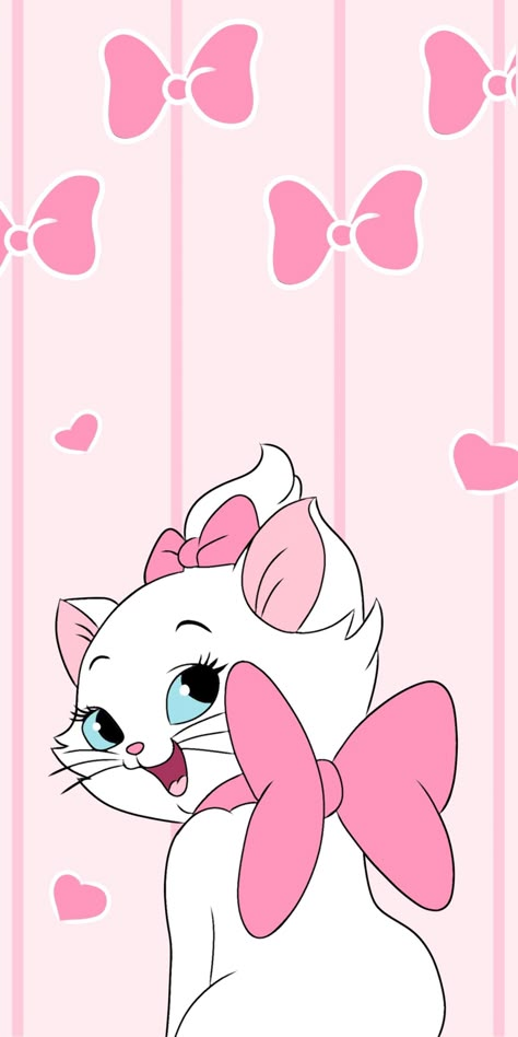 Marie Cat Aesthetic Wallpaper, Pink Cartoon Aesthetic Wallpaper, Marie Cat Aesthetic, Marie Cat Wallpapers, Marie Aesthetic, Marie Wallpaper, Iphone Wallpaper Gradient, Cat Phone Wallpaper, Marie Cat