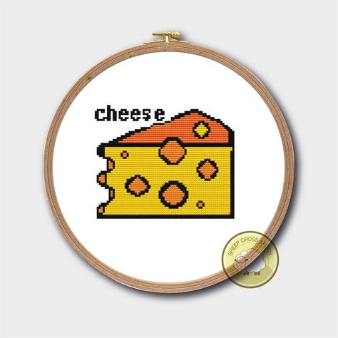 Digtial cross stitch pattern in ETSY shop Cheese Cross Stitch, Room Yellow, Decor Illustration, Easy Cross Stitch, Easy Cross Stitch Patterns, Easy Cross, Yellow Decor, Kitchen Room Design, Simple Cross Stitch