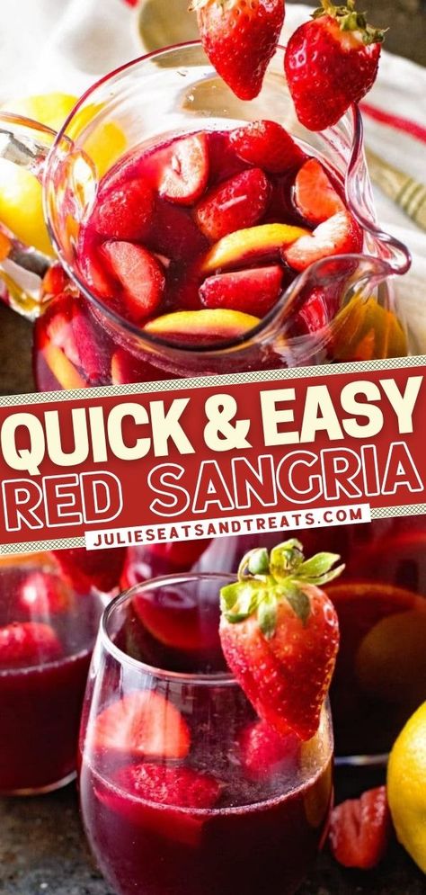 Red Sangria Recipes Easy, Sangria Vodka Recipe, Sweet Sangria Recipe, Crazy Drinks, Sweet Sangria, Spanish Sangria, Easy Sangria, Boozy Recipes, Best Sangria Recipe