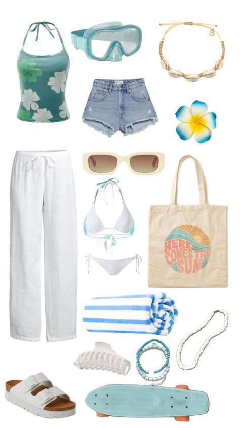 Chill Beach Outfit Summer Vibes, Teal Summer Outfits, Outfit For Sea Beach, Ocean Aesthetic Clothing, Ocean Style Outfit, Sea Fashion Beach, Ocean Girl Aesthetic Outfits, Ocean Girl Outfits, Ocean Aesthetic Clothes