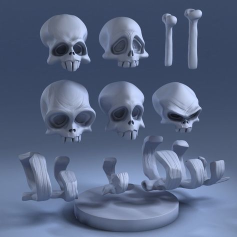 Character Form, Stylized Skull, Skull Game, Zelda Video Games, Casual Art, Game Character Design, Prop Design, Animation Design, 3d Characters