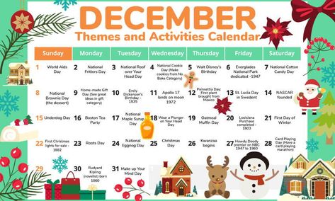 A collection of December activity ideas for the classroom. December Prek Themes, December Curriculum For Toddlers, December Lesson Plans For Toddlers, December Themes For Preschool, December Preschool Themes, Homeschool Themes, December Lesson Plans, December Themes, Montessori Calendar