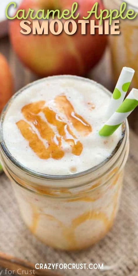 Caramel Apple Smoothie Recipe, Apple Smoothie Bowl Recipe, Smoothie Recipes Fall, Apple Crisp Smoothie, Smoothie Recipes With Apples, Smoothies With Apples, Caramel Smoothies, Apple Smoothie Recipes Healthy, Desert Smoothie