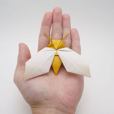 Origami Moth, Origami Insects, Insect Wall, Origami Ornaments, Creative Origami, Tag Your Love, Paper Puppets, Origami Jewelry, Instruções Origami