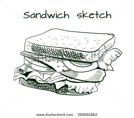 Sandwich sketch Sandwich Sketch, Western Sandwich, Sandwich Drawing, Cheese Drawing, Sketch Free, Pattern Sketch, Food Sketch, Drawing Vector, Outline Drawing