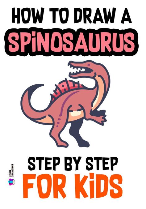 How to Draw a Spinosaurus | Simple Guide for Kids Animal Drawing Tutorial, Easy Animal Drawings, Dinosaur Drawing, Easy Animals, Easy Drawings For Kids, Animal Drawing, Drawing Tutorial Easy, Learn How To Draw, Basic Shapes