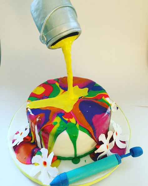 Holi paint cake Holi Cake Ideas, Holi Birthday Party Ideas, Holi Cake Design, Holi Cake, Paint Cakes, Art Birthday Cake, Paint Cake, Jai Bhim, Midnight Cake