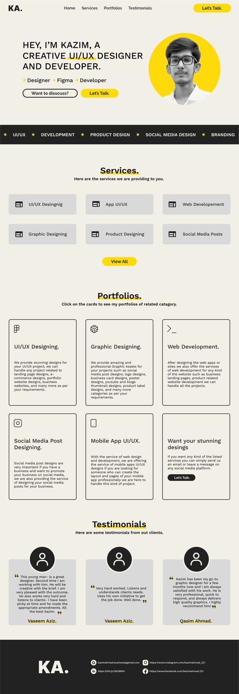 Personal Portfolio Web Design - UI UX Designing Digital Marketing Portfolio Website Design, Web Design Cv Portfolio Website, Graphic Design Portfolio Layout Website, Video Editor Portfolio Website, Graphic Designers Portfolio Ideas, Website Layout Portfolio, Website Design For Portfolio, About Me Website Design Ideas, Web Developer Portfolio Ideas
