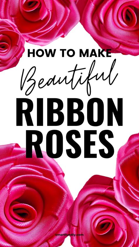 The easy way to make DIY ribbon roses! Follow this how-to VIDEO tutorial with each step to make handmade ribbon flowers and roses without sewing. How To Make Ribbon Flowers Step By Step, Diy Ribbon Flowers Tutorial, How To Make Ribbon Roses, Ribbon Roses Tutorial, Bow Bouquet, Crepe Paper Flowers Diy, Cheap Ribbon, Ribbon Flowers Diy, Diy Lace Ribbon Flowers