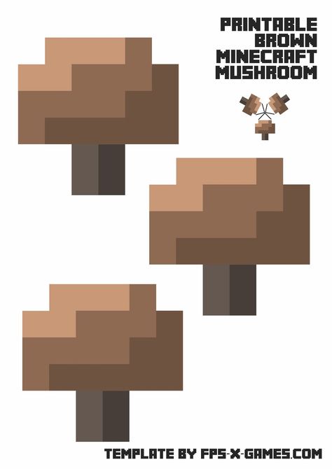 Minecraft Brown Mushroom, Minecraft Mushroom Pixel Art, Mushroom Template, Pixel Art Mushroom, Minecraft Mushroom, Minecraft Diy Crafts, Painting Minecraft, Minecraft Room Decor, Minecraft Templates