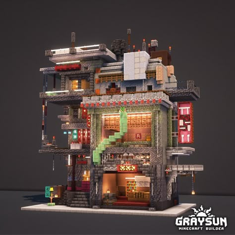 I designed this cyberpunk house in minecraft ! Support my work on patreon and request monthly builds as a benefit. Minecraft Cyberpunk City, Ghibli Minecraft, Solarpunk Minecraft, Cyberpunk Minecraft, Minecraft Cyberpunk, Minecraft Bases, Cyberpunk House, Cyberpunk Building, Japanese Cyberpunk