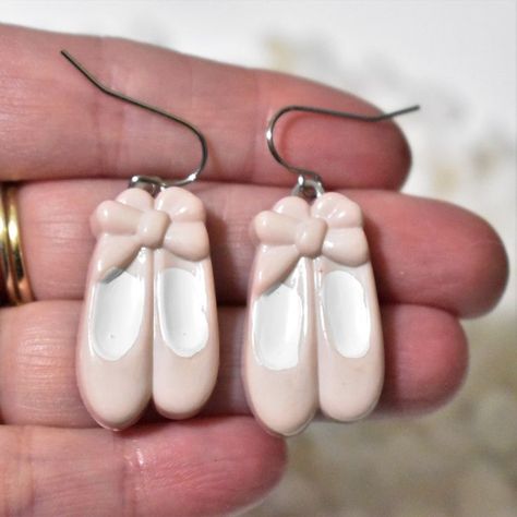 Ballet Earrings, Ballerina Earrings, Shoe Earrings, Ballet Jewelry, Ballerina Gift, Ballet Shoe, Clear Back, Clear Glue, Pink Ballerina