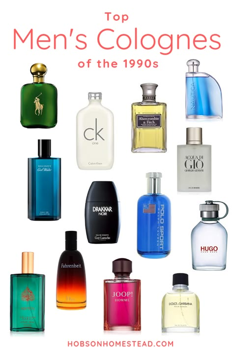 Every guy who grew up in the '90s knows the importance of cologne. Going on your first few dates was fun, but as a stinky, hormonal teenager, there was nothing better than a spray of good cologne to boost your confidence with the ladies. Here's a list of the top men's colognes of the 1990s! Guy Cologne, Popular Men’s Cologne, Men’s Cologne, Attractive Perfume, Famous Perfumes, 90s Images, Cologne Collection, Best Mens Cologne, Best Perfume For Men