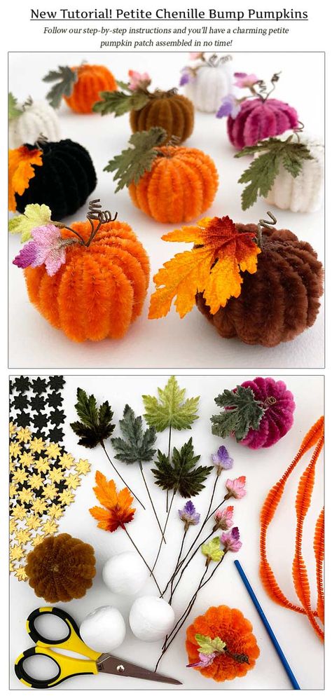 New Tutorial! Let's Make Chenille Bump Pumpkins Chenille Pumpkins Diy, Pumpkin Pipe Cleaner Craft, Fall Pipe Cleaner Crafts, Bumpy Pumpkins, Pumpkins Carving, Chenille Stem Crafts, Chenille Crafts, Stem Crafts, Pipe Cleaner Crafts