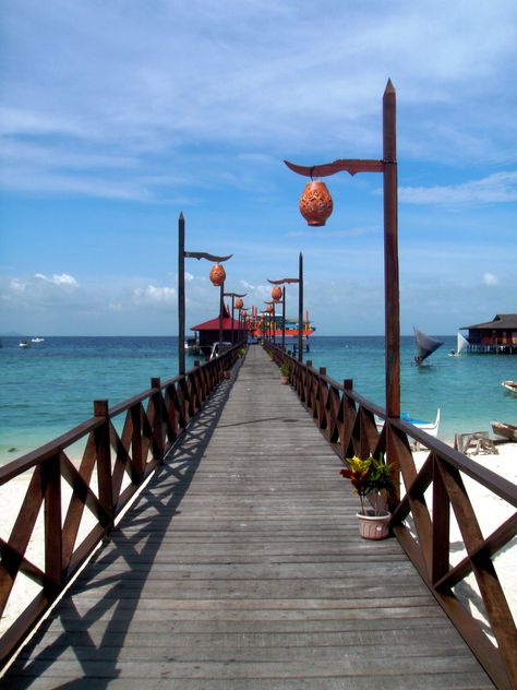 Mabul Island boardwalk, Sabah Mabul Island, Eagle Eye, Simply Beautiful, Wind Turbine, Places Ive Been, Forest, Travel, Quick Saves