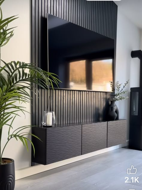 Slat Media Wall, Inviting Bedroom, Cozy Interiors, Living Room Setup, Warm Interior, Wall Units, Comfortable Home, Bedroom Essentials, Sun Is Shining