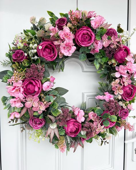 Happy Sunday everyone🥰 🌺 Deep Pink Vibes Today 🌺 The deep pink tones will brighten up add a touch of elegance to any door. Bring a touch of timeless beauty to your door with this truly stunning wreath. . . . . . . . . . . . . . . #flowerwreath #wreath #flowers #handmade #floralwreath #homedecor #doorwreath #wreathsofinstagram #wreaths #wreathmaking #springwreath #wreathsforsale #wreathmaker #wreathdecor #handmadewreath #flowercrown #flower #doordecor #frontdoorwreath #florist #summerwreath... Wreaths For Sale, Happy Sunday Everyone, Floral Wreaths, Wreath Maker, Flowers Handmade, Pink Vibes, Handmade Wreaths, Deep Pink, Pink Tone