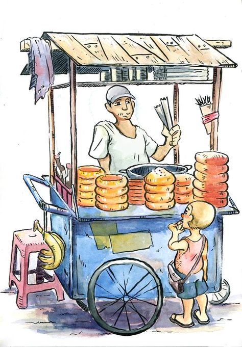 Busy Market Scene Drawing, Street Food Drawing, Human Figure Sketches, Indian Illustration, Scene Drawing, Concept Art Tutorial, Character Design Sketches, Figure Sketching, Art Painting Gallery