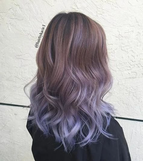 2 Tone Hair Color, 2 Tone Hair, Dark Ombre Hair, Purple Ombre Hair, Purple Highlights, Lilac Hair, Lavender Hair, Hair Color Purple, Pretty Hair Color