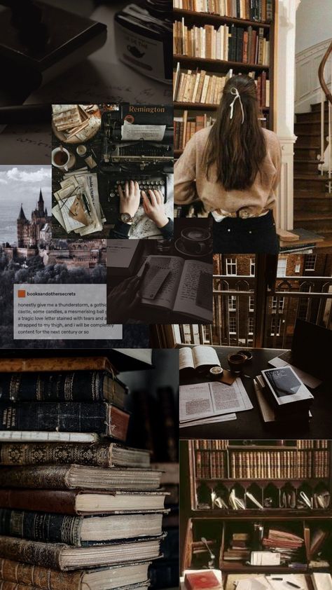 Dark Academia Vision Board Wallpaper, Book Aesthetic Vision Board, Dark Academia Author Aesthetic, Writing Aesthetic Picture, Anjalicore Aesthetic, Dark Academia Study Aesthetic Wallpaper, Dark Academia Journalist Aesthetic, Book Aesthetic Wallpaper Lockscreen, Vision Board Dark Academia