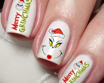 Grinch Nails, New Year Nail Art, Nail Art Noel, New Year Nail, Xmas Nail Art, Xmas Nail, New Years Nail Art, Makeup Hacks Beauty Secrets, Merry Grinchmas