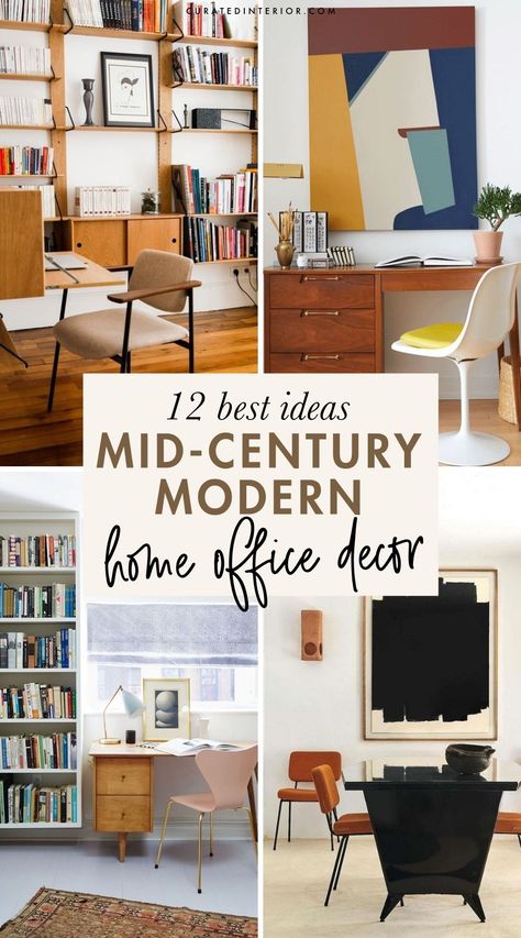 15 Brilliant Mid-Century Modern Office Decor Ideas Home Office Design Mid Century Modern, Home Office Decor Mid Century Modern, Mid Century Modern Small Office, Mid Century Modern Boho Home Office, Mid Century Modern Room Ideas, Office Ideas Mid Century Modern, Mid Century Home Office Ideas, Mid Century Modern Home Office Ideas, Midcentury Modern Bookshelf Decor