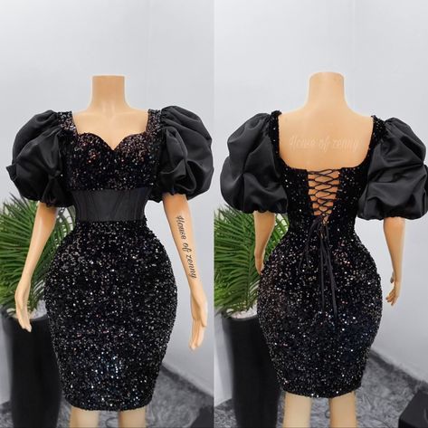 Latest short sequins dress 2023 Gown Styles, Sequins Short Gown Styles, Sequence Dinner Gown Styles, Sequence Dress Short Outfit, Birthday Dinner Dress Outfit, Ankara Short Gowns Classy Wedding, Latest Sequence Gown Styles, Classy Gowns Elegant Short, Short Sequence Gown Styles In Nigeria