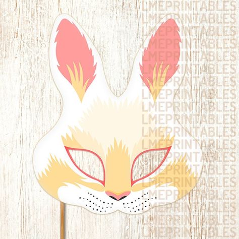 Rabbit Mask Printable Bunny Paper DIY Masks Animal White | Etsy Diy Party Photo Booth, Halloween Birthday Decorations, Rabbit Printable, Kid Easter, Printable Animal Masks, Photo Booth Props Birthday, Printable Mask, Rabbit Mask, Mask Printable