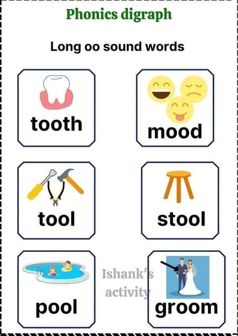 Vowel Letters, Jolly Phonics Printable, Letters When, Oo Sound, Oo Words, Spelling Homework, Phonics Reading Passages, Teaching Growth Mindset, Phonics Worksheets Free