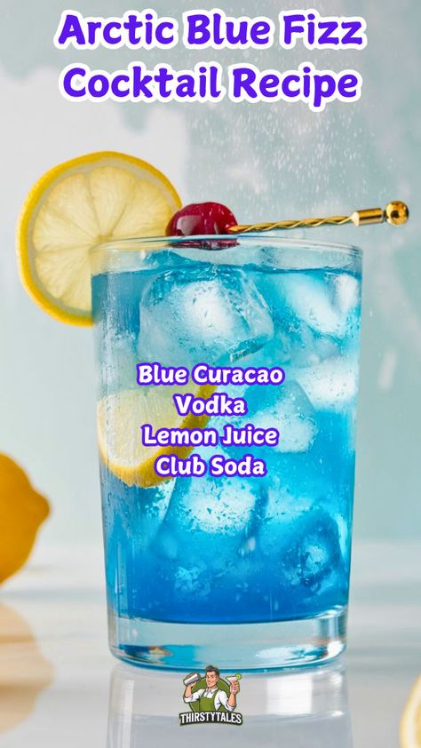 "Discover the ultimate Arctic Blue Fizz Cocktail recipe, a refreshing blue fizz drink perfect for winter gatherings! This sparkling Arctic cocktail features vibrant blue Curacao, creating a frosty blue fizz drink that will impress your guests. Ideal for festive celebrations, this chilled Arctic fizz cocktail is a must-try. Explore our Blue Fizz drink recipe and enjoy the flavors of this Arctic-inspired blue cocktail. Cheers to a delightful fizz cocktail with blue Curacao!" Cocktails With Blue Curacao, Winter Drinks Alcoholic, Blue Curacao Drinks, Xmas Cocktails, Fizz Drinks, Fizz Cocktail, Cocktail Syrups, Blue Cocktails, Winter Cocktails