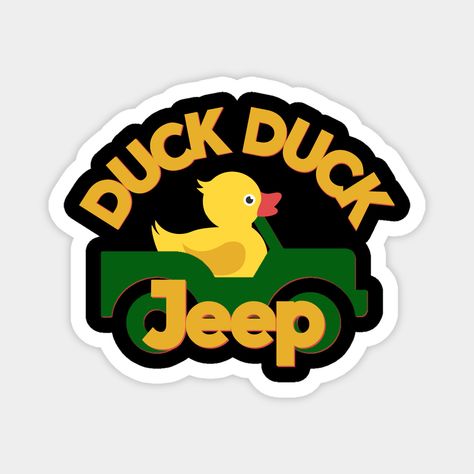 Duck duck Jeep -- Choose from our vast selection of magnets to match with your desired size to make the perfect custom magnet. Pick your favorite: Movies, TV Shows, Art, and so much more! Available in two sizes. Perfect to decorate your fridge, locker, or any magnetic surface with. Jeep Wrangler Accessories Decals, Jeep Ducks, Duck Duck Jeep, Purple Jeep, Jeep Stickers, Duck Bag, Button Making, Jeep Wrangler Accessories, Wrangler Accessories