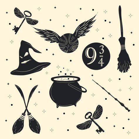 Hand drawn magical things. Vector background, wallpaper, backdrop, stickers Wallpaper Backdrop, Earthy Elements, Harry Potter Icons, Magical Things, Logo Banners, Cityscape Photos, Nature Backgrounds, Heart With Arrow, Custom Illustration