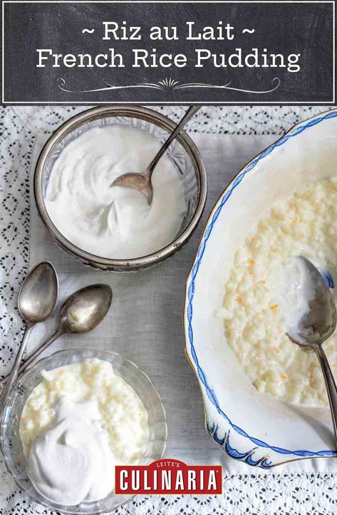 This traditional French rice pudding, or riz au lait, is a creamy delicately flavored dessert made from basic pantry staples, including rice, sugar, vanilla, milk, and orange. #ricepudding #french #dessert French Pudding, French Rice, Jello Pudding Desserts, Recipe Using Milk, Rice Puddings, Rice Pudding Recipes, Creamy Rice Pudding, Sweat Treats, Bread Puddings