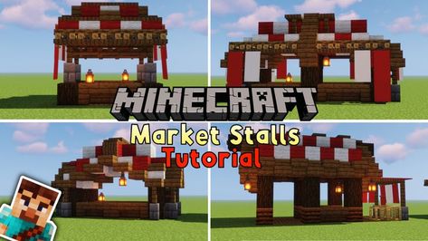 Minecraft Desert Market Stall, Minecraft Trading Stall, Minecraft Market Stalls Simple, Minecraft Marketplace Stalls, Minecraft Market Stalls, Stalls Ideas, Minecraft Market, Market Tent, Minecraft Christmas