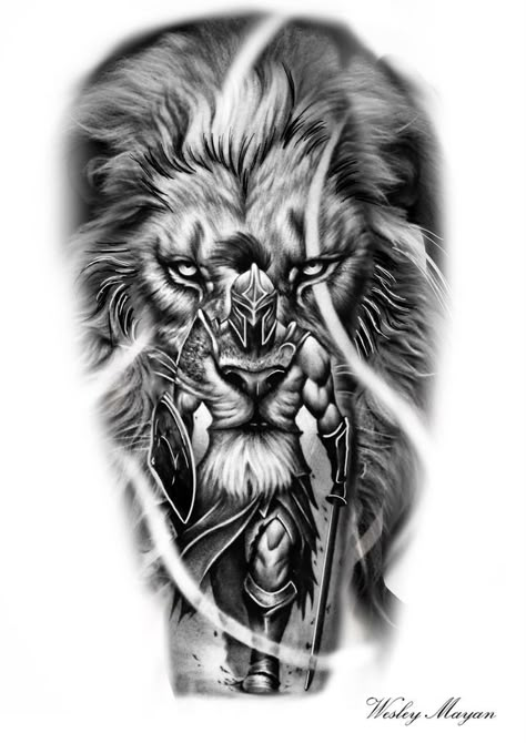 Tattoos Arm Mann, Warrior Tattoo Sleeve, Gladiator Tattoo, Animal Sleeve Tattoo, Lion Tattoo Sleeves, Mens Lion Tattoo, Spartan Tattoo, Knight Tattoo, Lion Head Tattoos